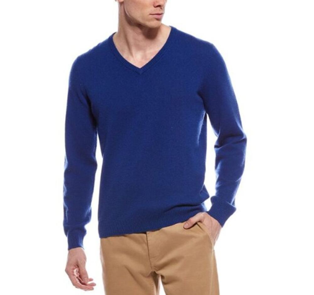 Mette Men's Royal Blue Cashmere V-Neck Sweater Size M